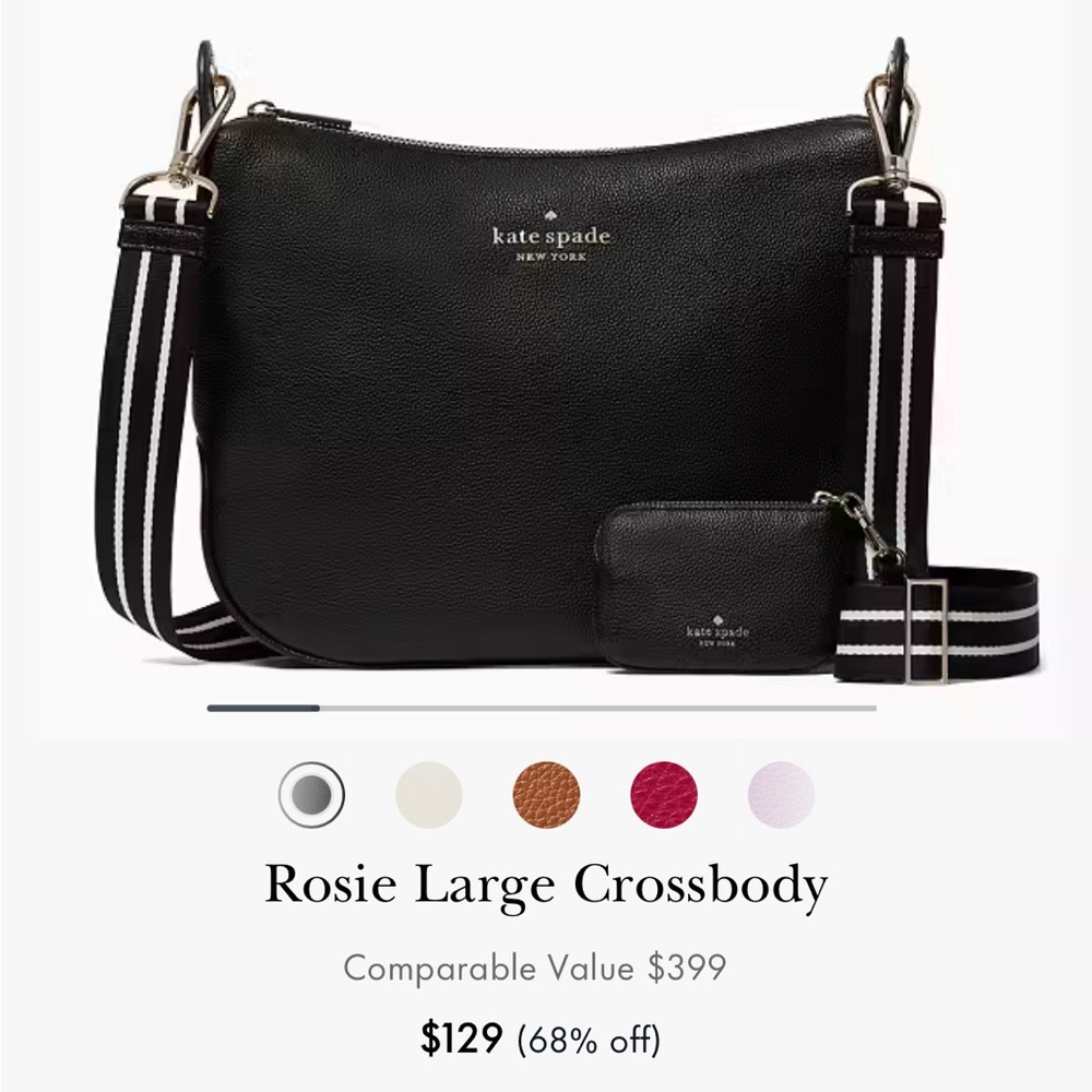 Kate Spade Rosie Large Crossbody black pebbled leather